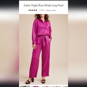 NWOT pink satin maurices wide leg pant